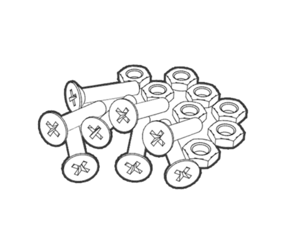 illustrated outline of a pile of bolts and nuts